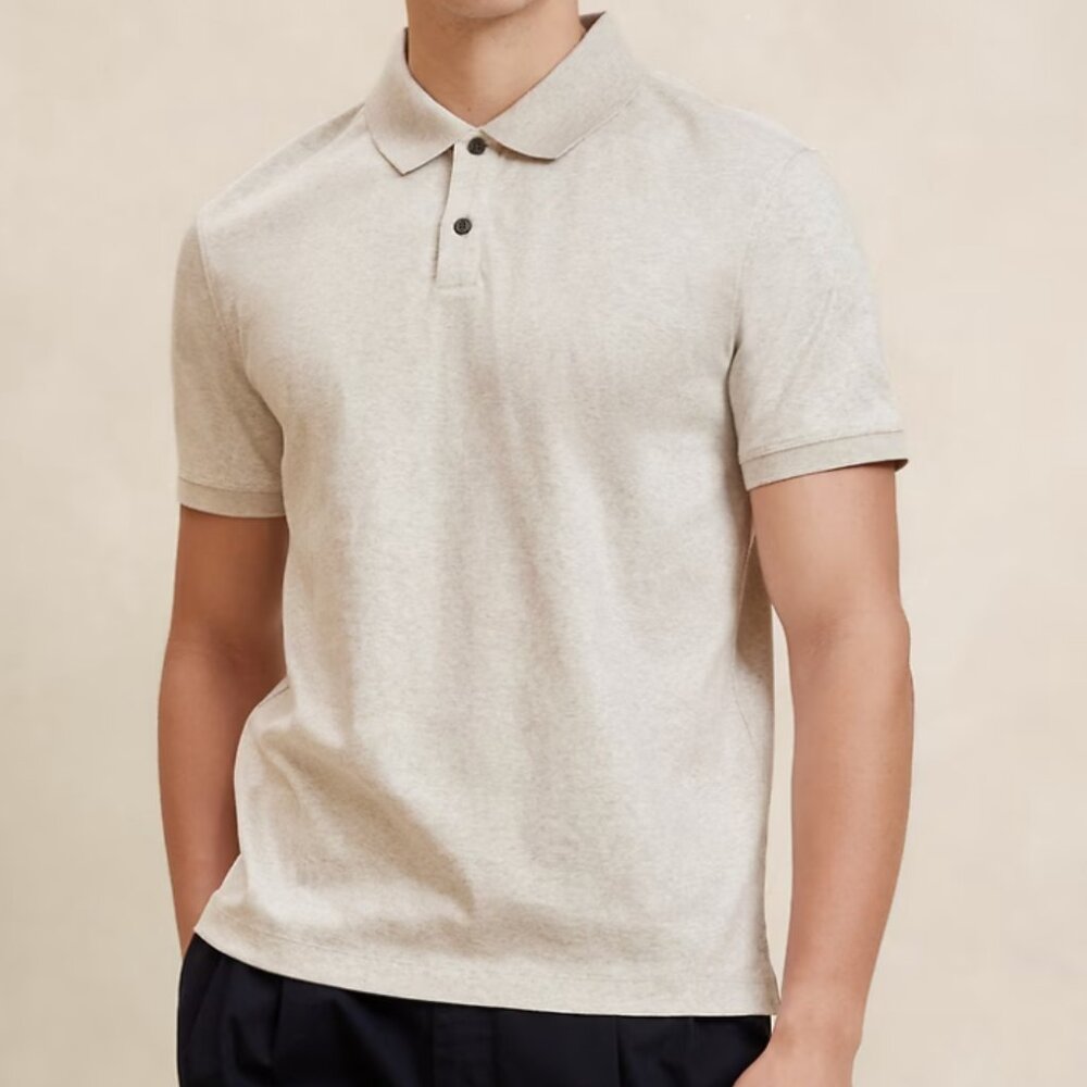 Banana Republic Luxe Touch Polo in Off White Heather (tan)